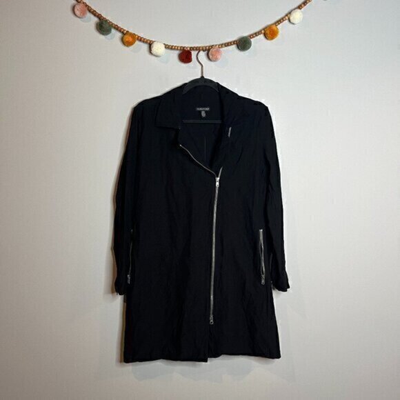 Eileen Fisher Jackets & Blazers - Eileen Fisher black crepe long moto jacket